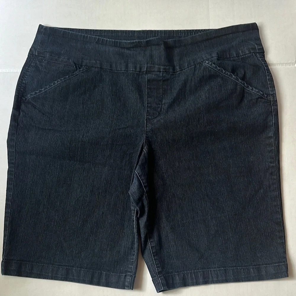 Style & Co High-Waisted Denim Bermuda Shorts - XL - Dark Wash